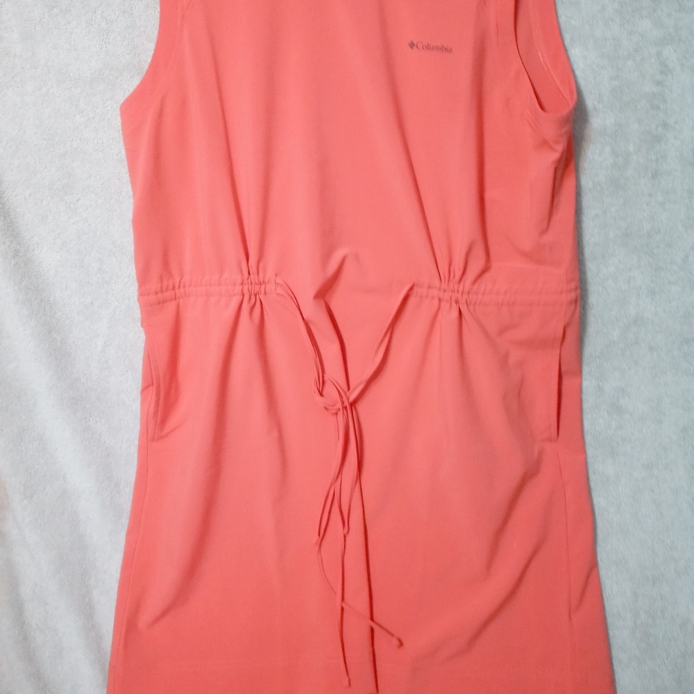 Columbia Women's  Sz L Sleeveless Omni-Shield Dress Coral Waist Tie Bogata Bay - Picture 3 of 8
